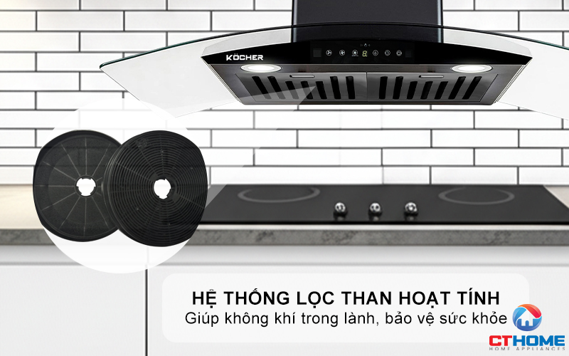 MÁY HÚT MÙI GẮN TƯỜNG KÍNH CONG KOCHER K-229V NGANG 90CM K229V 6