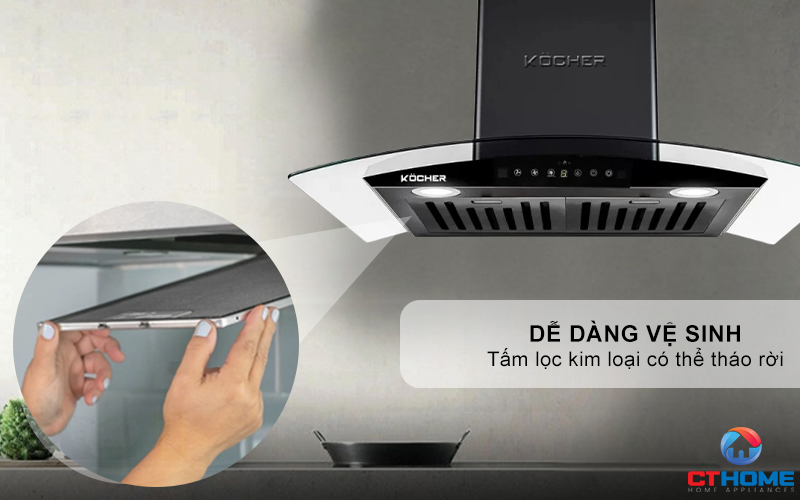 MÁY HÚT MÙI GẮN TƯỜNG KÍNH CONG KOCHER K-229V NGANG 70CM K229V 9