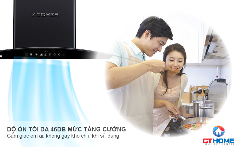 MÁY HÚT MÙI GẮN TƯỜNG KÍNH CONG KOCHER K-8001 ĐEN NHÁM NGANG 90CM K8001 8