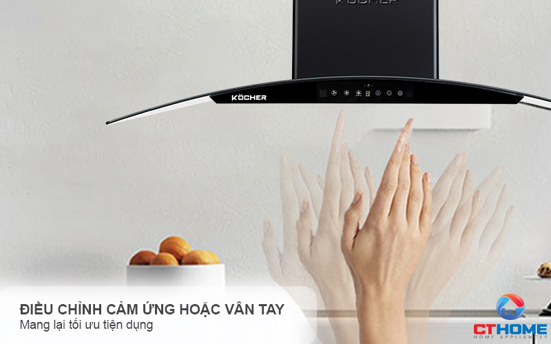 MÁY HÚT MÙI GẮN TƯỜNG KÍNH CONG KOCHER K-8001 ĐEN NHÁM NGANG 90CM K8001 4