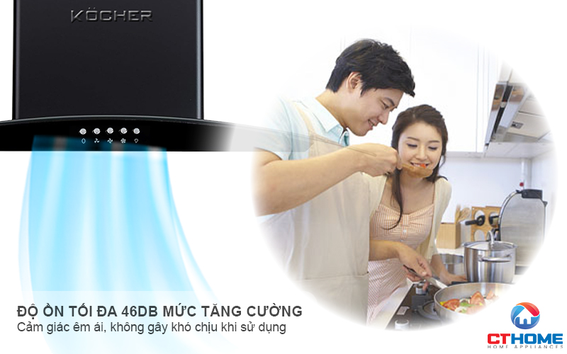 MÁY HÚT MÙI GẮN TƯỜNG KÍNH CONG KOCHER K-8001 ĐEN NHÁM NGANG 70CM K8001 8