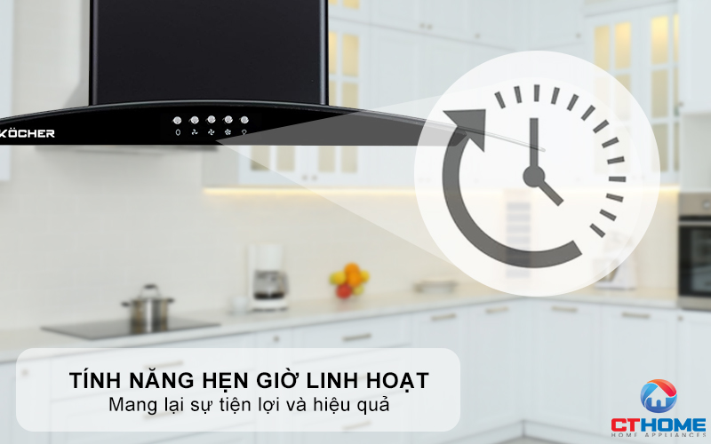 MÁY HÚT MÙI GẮN TƯỜNG KÍNH CONG KOCHER K-8001 ĐEN NHÁM NGANG 70CM K8001 7