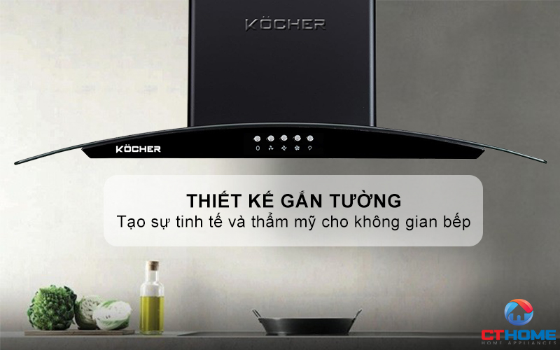 MÁY HÚT MÙI GẮN TƯỜNG KÍNH CONG KOCHER K-8001 ĐEN NHÁM NGANG 70CM K8001 1