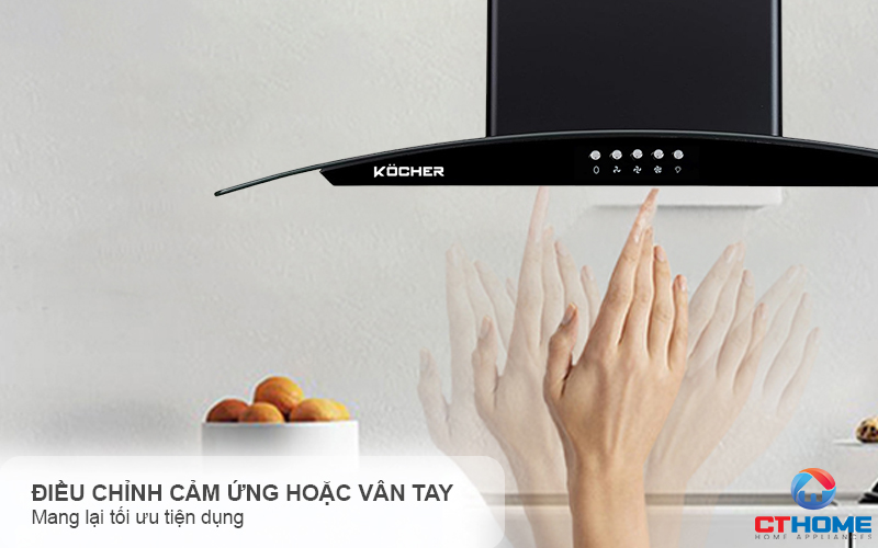 MÁY HÚT MÙI GẮN TƯỜNG KÍNH CONG KOCHER K-8001 ĐEN NHÁM NGANG 70CM K8001 4