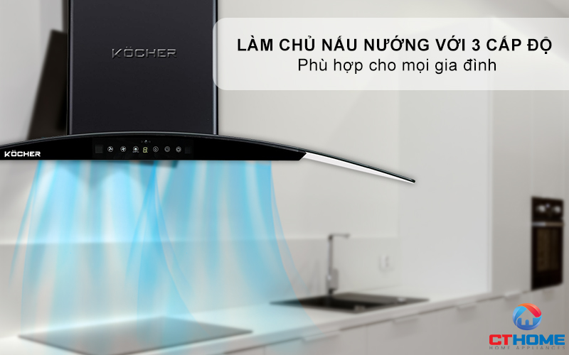 MÁY HÚT MÙI GẮN TƯỜNG KÍNH CONG KOCHER K-8002 ĐEN NHÁM K8002 5