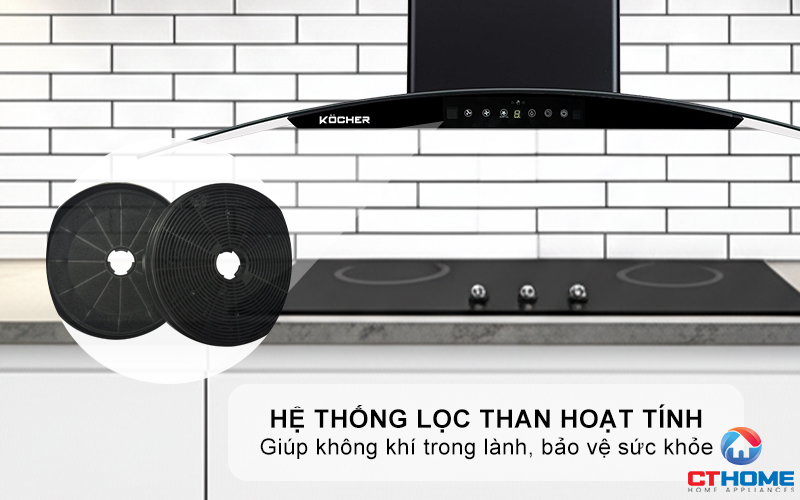 MÁY HÚT MÙI GẮN TƯỜNG KÍNH CONG KOCHER K-8002 ĐEN NHÁM K8002 6
