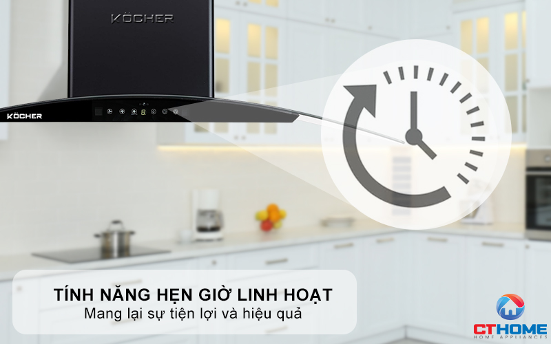 MÁY HÚT MÙI GẮN TƯỜNG KÍNH CONG KOCHER K-8002 ĐEN NHÁM K8002 7