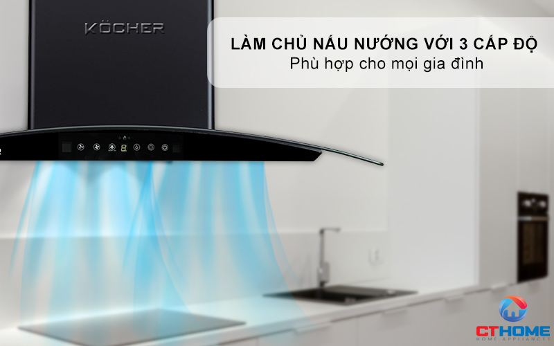 MÁY HÚT MÙI GẮN TƯỜNG KÍNH CONG KOCHER K-8002 ĐEN NHÁM NGANG 70CM K8002 5