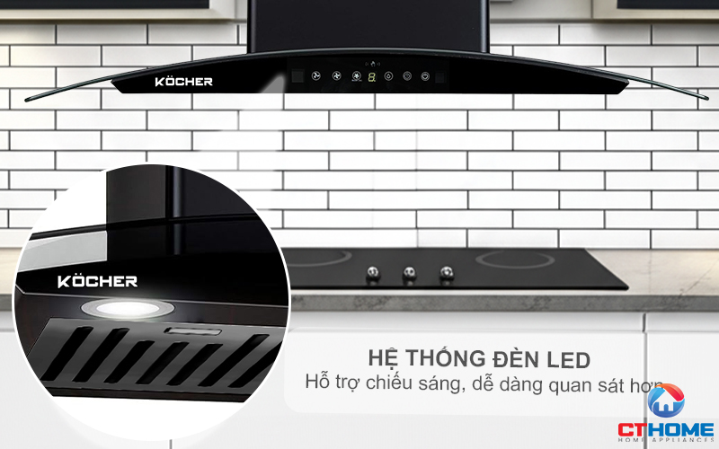MÁY HÚT MÙI GẮN TƯỜNG KÍNH CONG KOCHER K-8002 ĐEN NHÁM NGANG 70CM K8002 3
