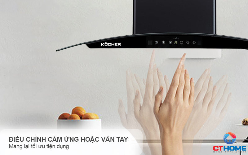 MÁY HÚT MÙI GẮN TƯỜNG KÍNH CONG KOCHER K-8002 ĐEN NHÁM NGANG 70CM K8002 4