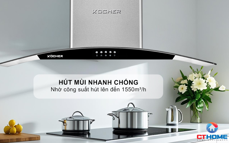 MÁY HÚT MÙI GẮN TƯỜNG KÍNH CONG  KOCHER K- 8070I - NGANG 90CM K8070I 2