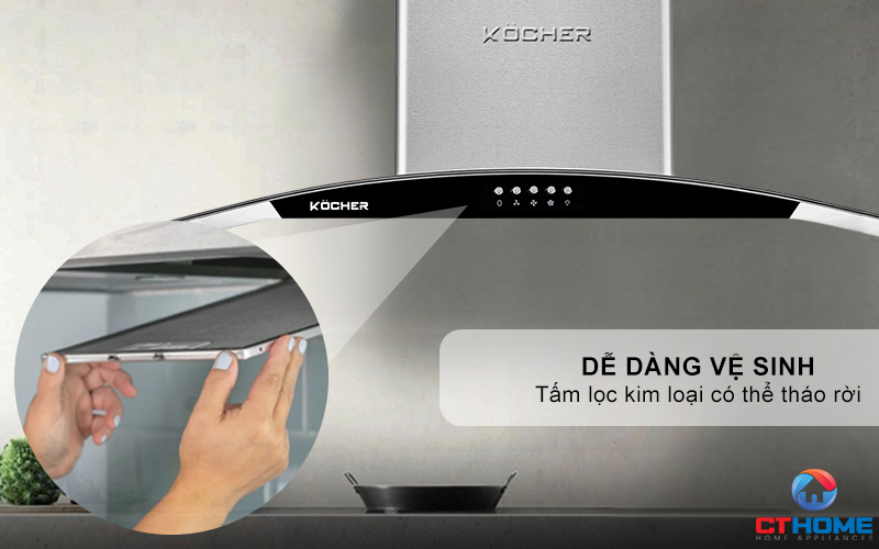 MÁY HÚT MÙI GẮN TƯỜNG KÍNH CONG  KOCHER K- 8070I - NGANG 90CM K8070I 7