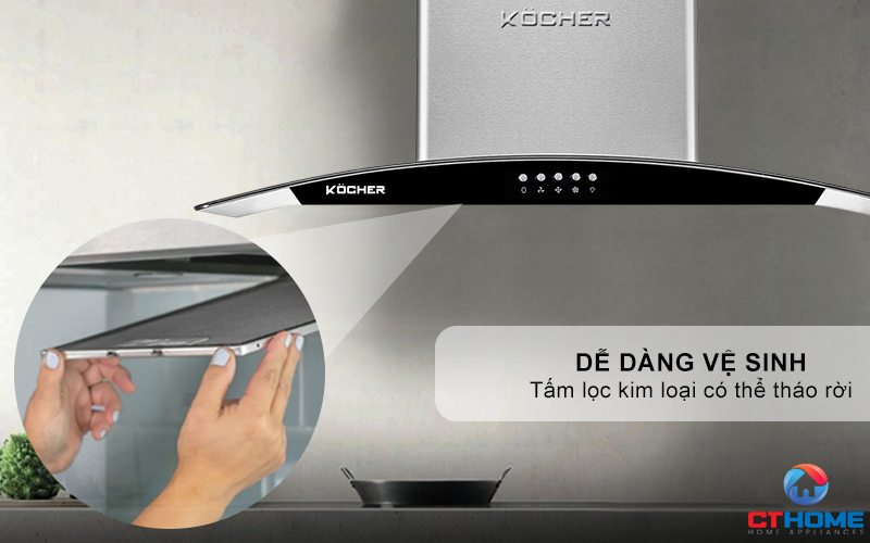 MÁY HÚT MÙI GẮN TƯỜNG KÍNH CONG KOCHER K- 8070I - NGANG 70CM K8070I 7