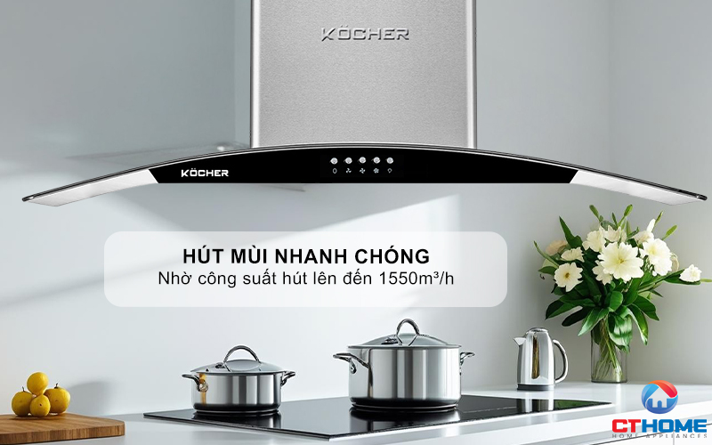 MÁY HÚT MÙI GẮN TƯỜNG KÍNH CONG KOCHER K- 8872I - NGANG 90CM K8872I 2