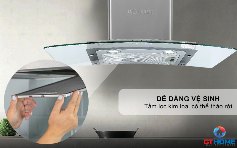 MÁY HÚT MÙI GẮN TƯỜNG KÍNH CONG KOCHER K-8970 K8970 8