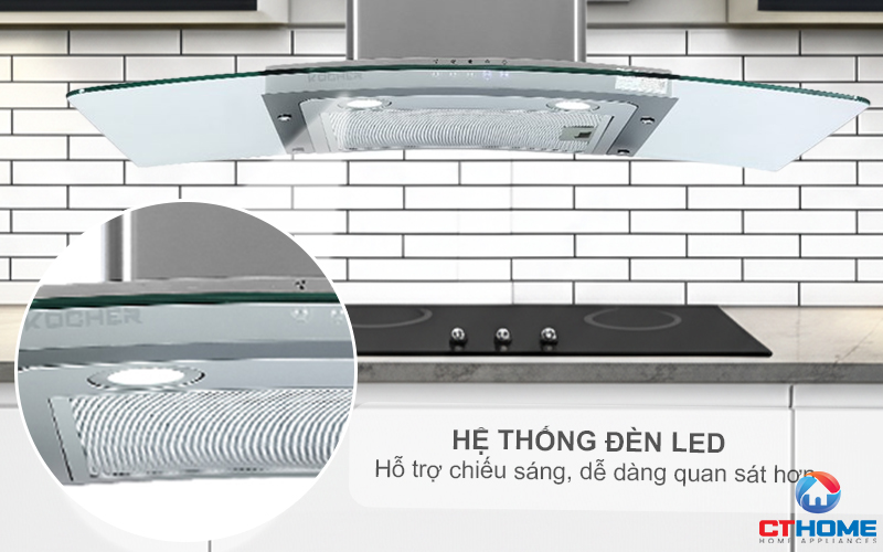 MÁY HÚT MÙI GẮN TƯỜNG KÍNH CONG KOCHER K-8990 NGANG 90CM K8990 3