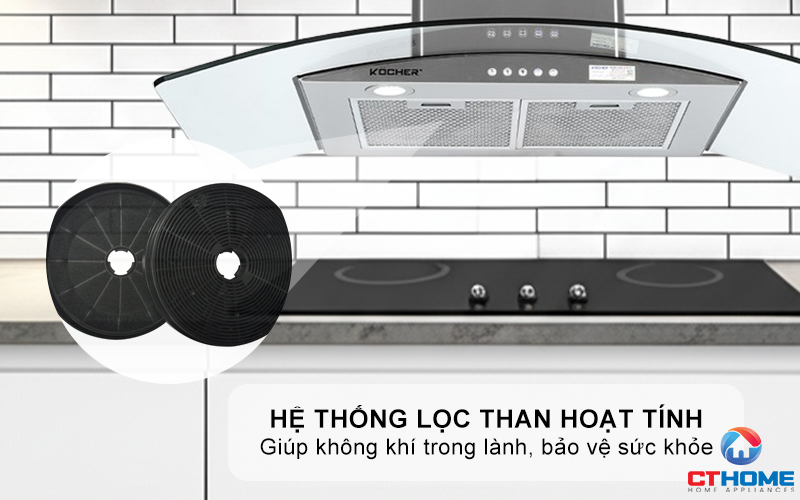 MÁY HÚT MÙI GẮN TƯỜNG KÍNH CONG  KOCHER K-8890 NGANG 90CM K8890 5