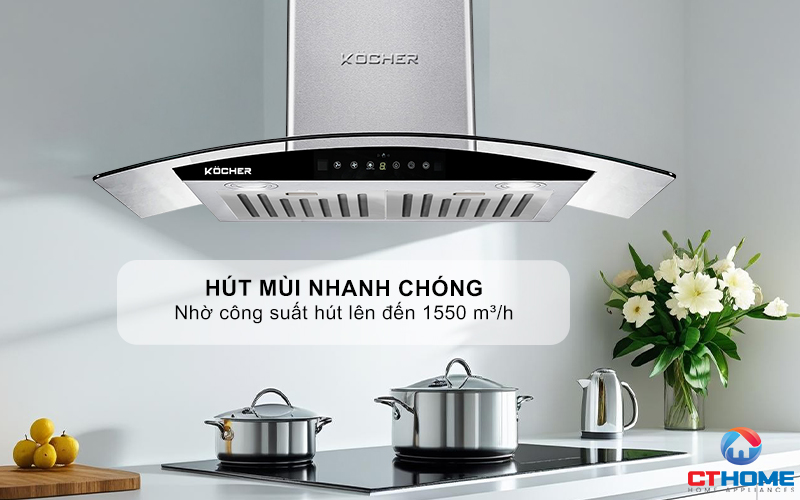 MÁY HÚT MÙI GẮN TƯỜNG KÍNH CONG  KOCHER K-228S NGANG 90CM K228S 2