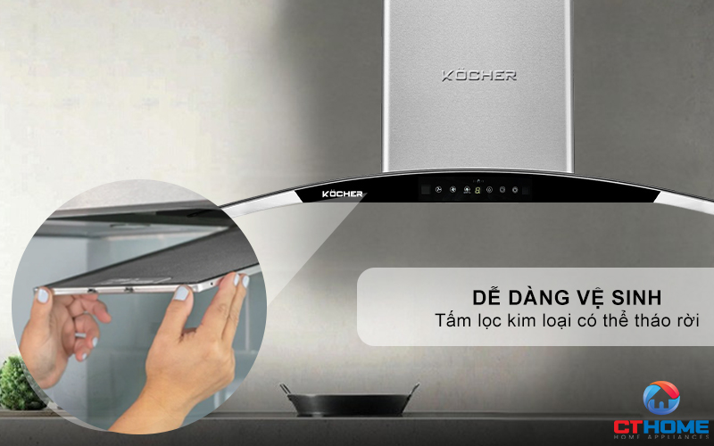 MÁY HÚT MÙI GẮN TƯỜNG KÍNH CONG  KOCHER K-228S NGANG 90CM K228S 8