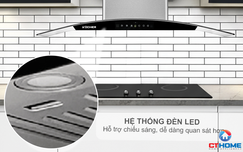 MÁY HÚT MÙI GẮN TƯỜNG KÍNH CONG  KOCHER K-228S NGANG 90CM K228S 3