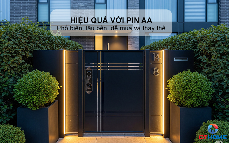 Hoạt động hiệu quả với Pin AA, tự động báo khi pin yếu