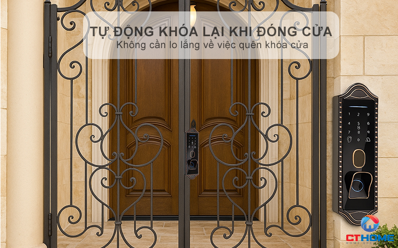 Tự động khóa lại khi đóng cửa, tránh tình trạng quên khóa