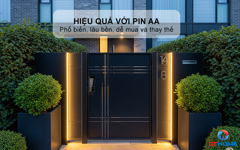 Hoạt động hiệu quả với Pin AA, tự động báo khi pin yếu