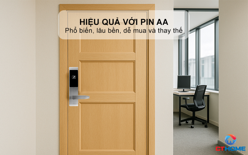 Hoạt động hiệu quả với Pin AA, tự động báo khi pin yếu