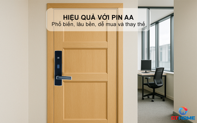 Hoạt động hiệu quả với Pin AA, tự động báo khi pin yếu