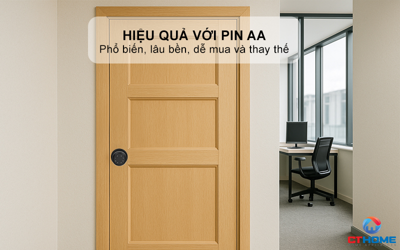 Hoạt động hiệu quả với Pin AA, tự động báo khi pin yếu