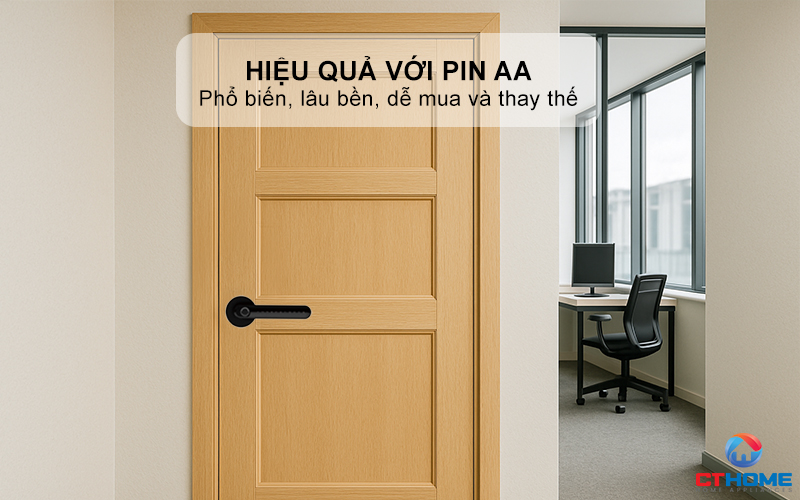 Hoạt động hiệu quả với Pin AA, tự động báo khi pin yếu