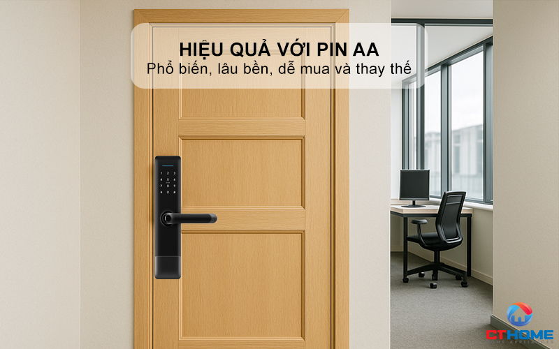 Hoạt động hiệu quả với Pin AA, tự động báo khi pin yếu