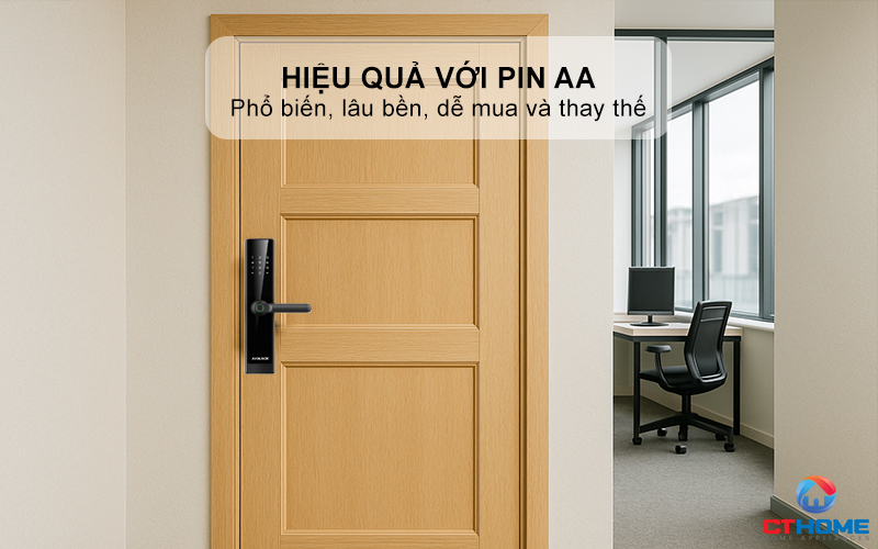 Hoạt động hiệu quả với Pin AA, tự động báo khi pin yếu