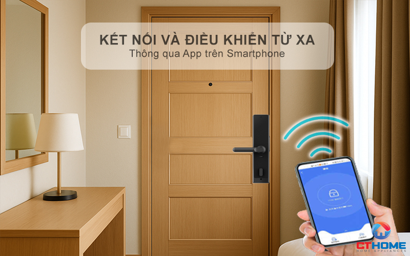 Kết nối thông minh, điều khiển khóa từ xa tiện lợi qua điện thoại