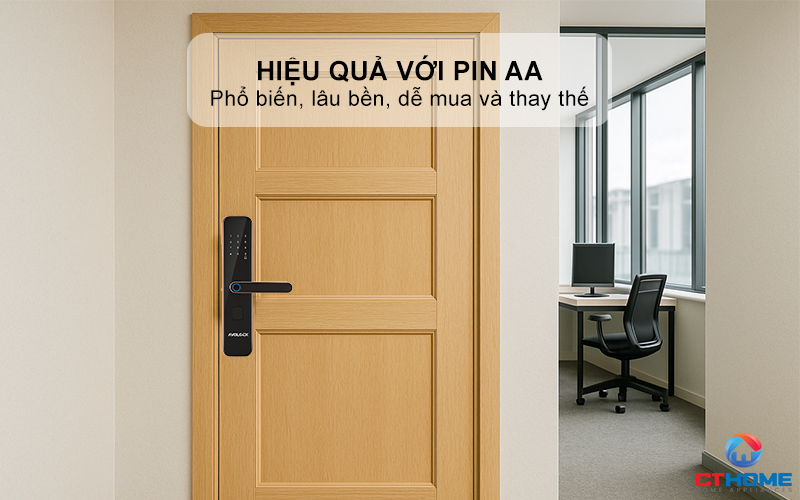 Hoạt động hiệu quả với Pin AA, tự động báo khi pin yếu