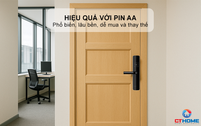 Hoạt động hiệu quả với Pin AA, tự động báo khi pin yếu