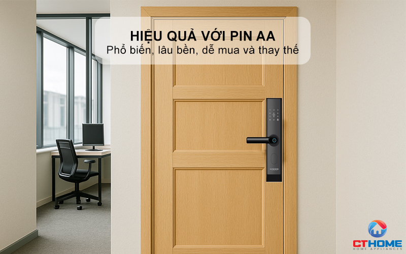 Hoạt động hiệu quả với Pin AA, tự động báo khi pin yếu