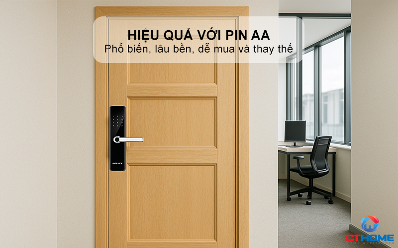 Hoạt động hiệu quả với Pin AA, tự động báo khi pin yếu