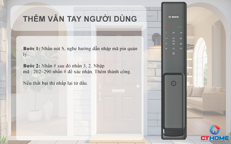 thêm vân tay người dùng 