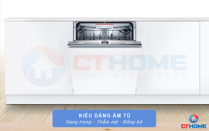 Kiểu dáng âm tủ sang trọng và đồng bộ với không gian bếp