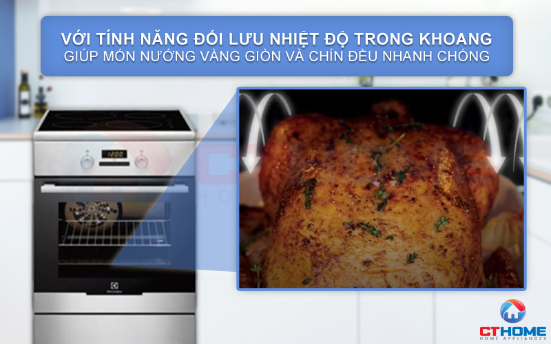 Nướng vàng giòn và chín đều với tính năng đối lưu