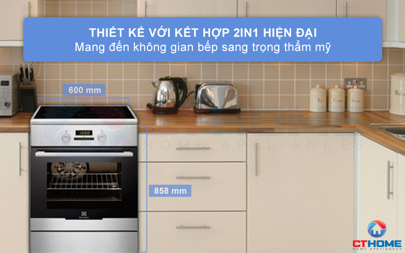 Thiết kế hiện đại kết hợp 2 in 1 mang đến không gian hiện đại cho căn bếp