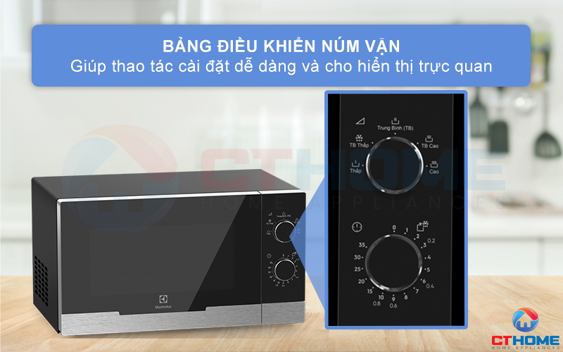 Bảng điều khiển núm vặn, dễ dàng thao tác với mọi lứa tuổi