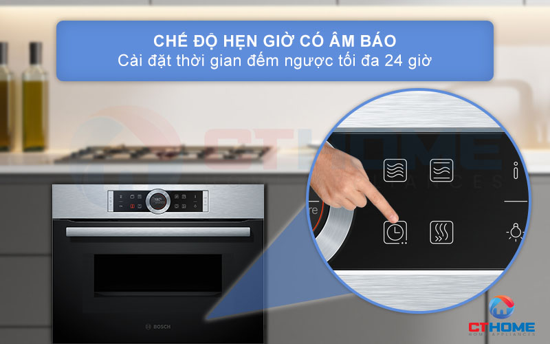 Hẹn giờ có âm báo với thời gian hẹn tối đa lên đến 24 giờ