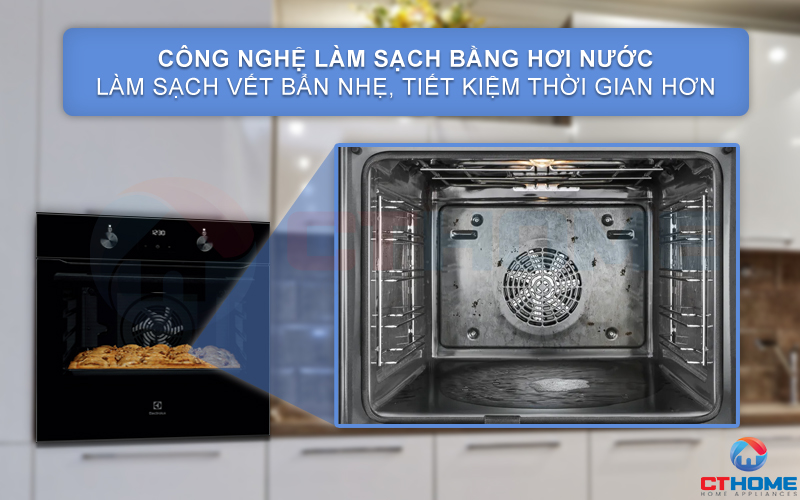 Nhẹ nhàng vệ sinh các vết bẩn với chức năng vệ sinh bằng hơi nước