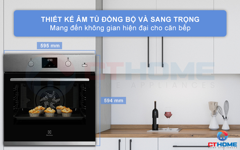 Thiết kế âm tủ sang trọng, tạo sự thẩm mỹ cho không gian bếp