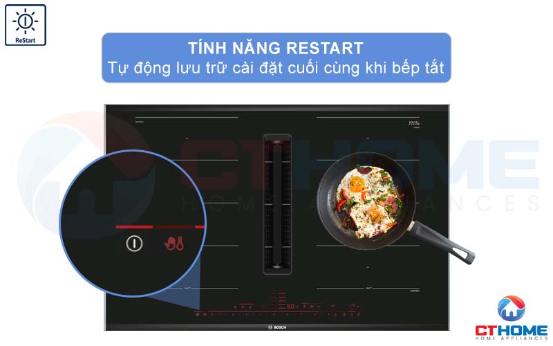 ReStart tự động lưu trữ cài đặt cuối khi bếp tắt