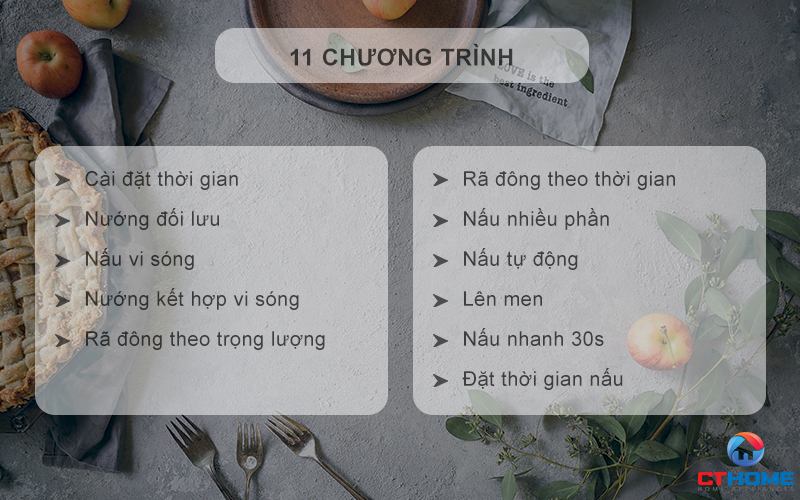 11 chức năng nướng tự động thông minh