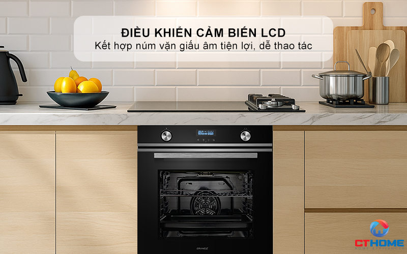 Điều khiển cảm biến LCD kết hợp núm vặn giấu âm tiện lợi, dễ thao tác