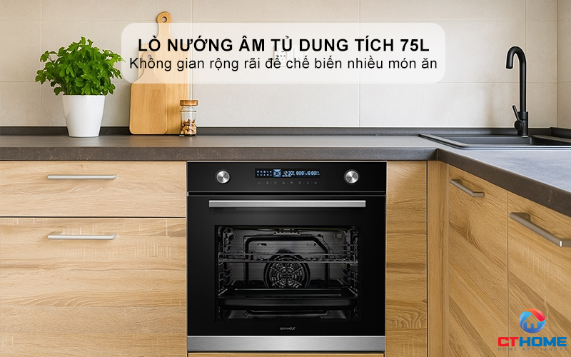 Lò nướng dung tích 75L thoải mái sử dụng